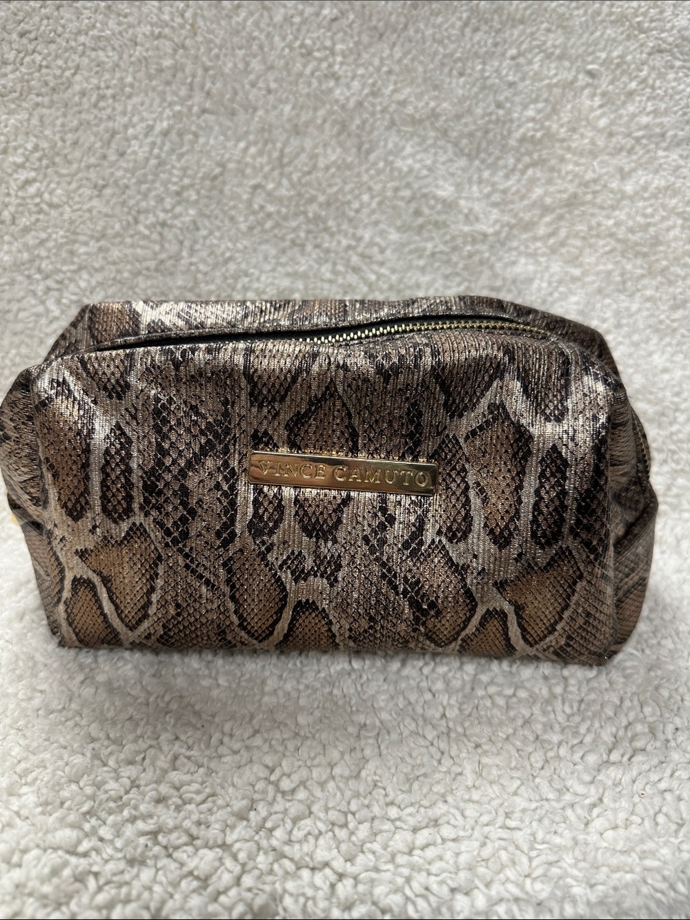Vince Camuto Snakeskin Medium Size Makeup / Cosmetic Bag EUC!